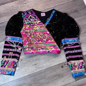 Colorful Sequin Hmong crop top